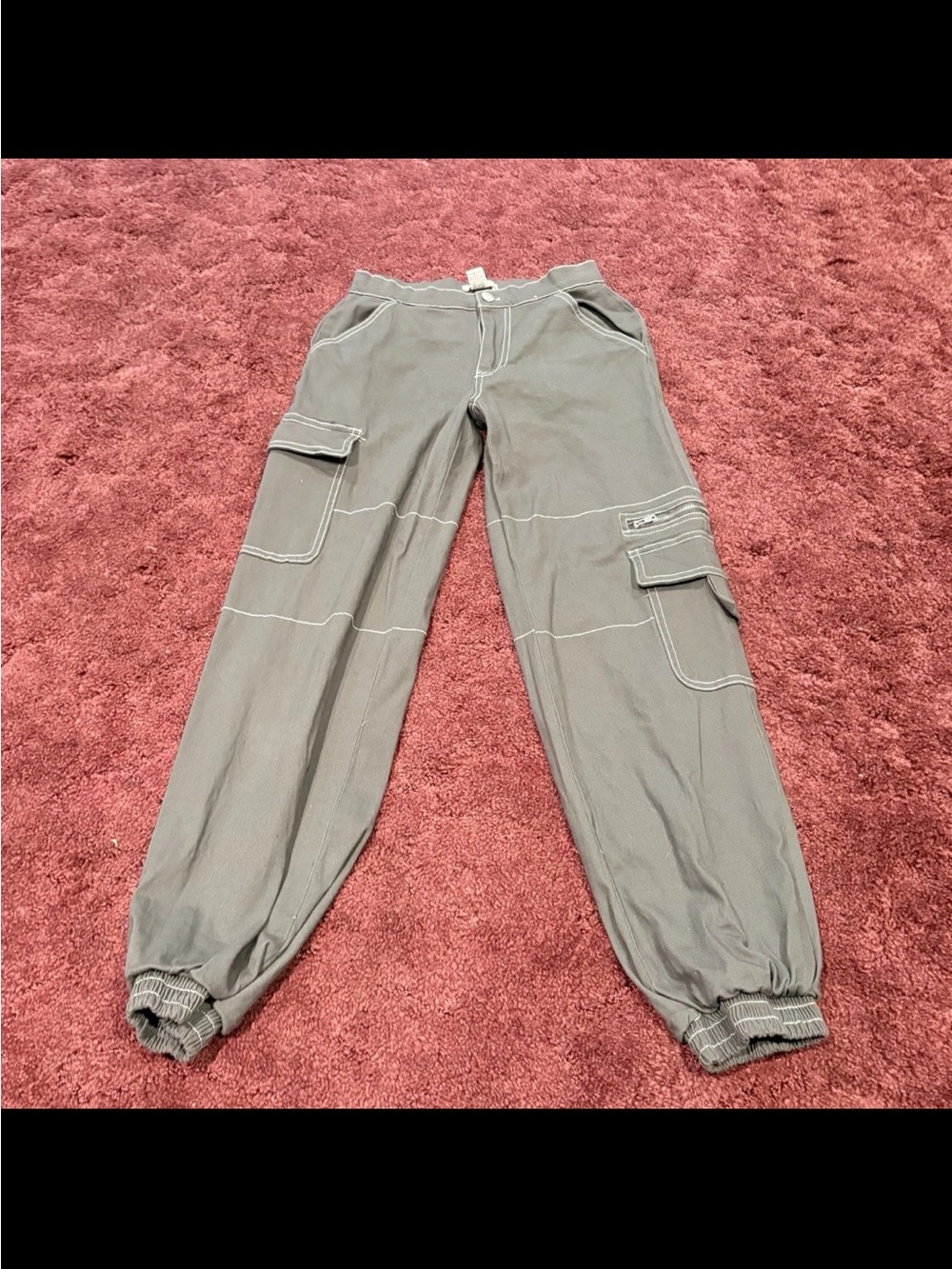 Cropped Cargo Jogger Pants - Olive Green